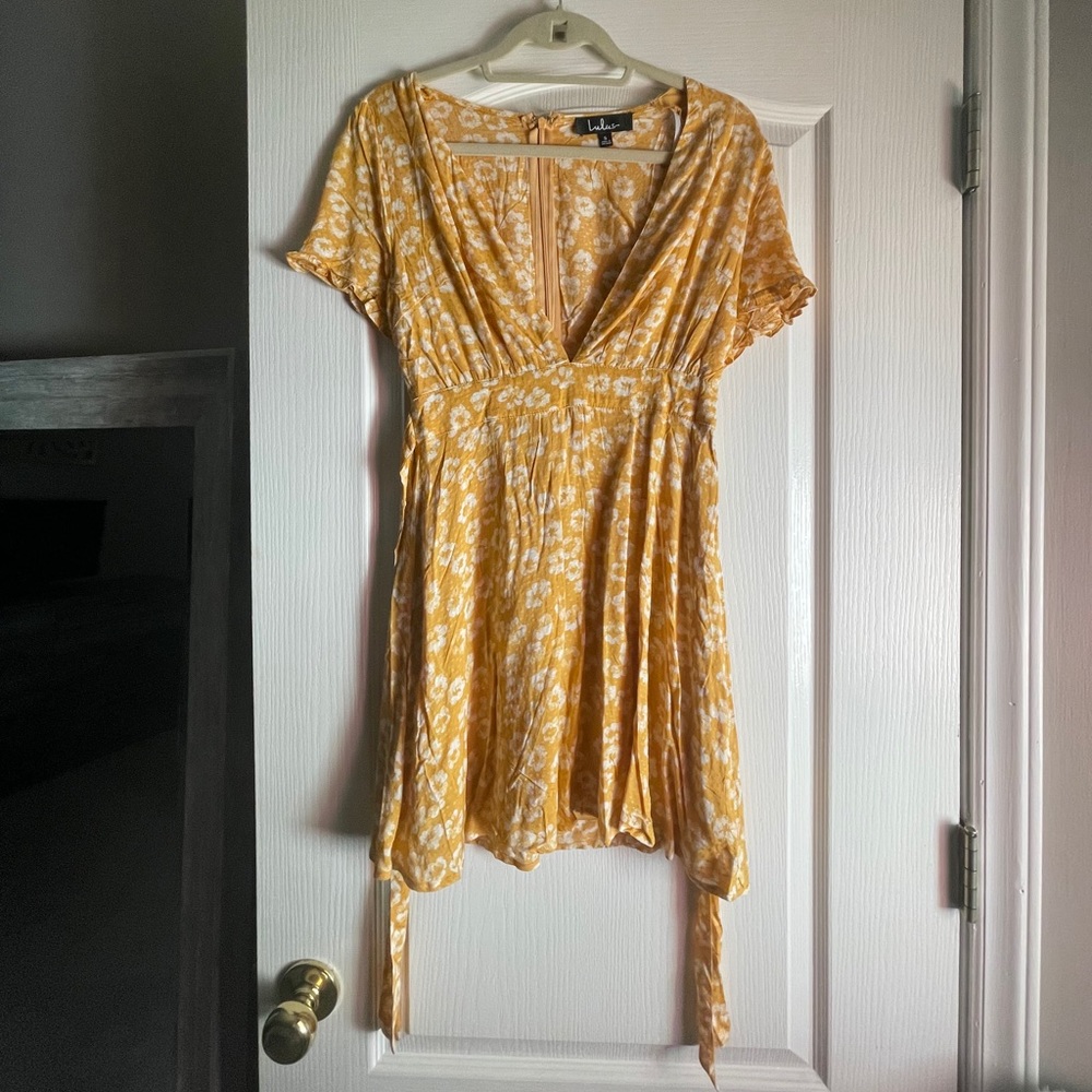 Yellow floral mini dress